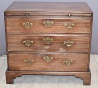 Georgian mahogany chest of three graduated drawers with brush slide, W90 x D52 x H79cm