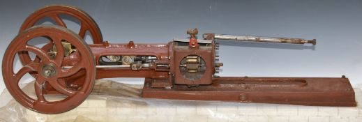 Single cylinder horizontal live steam engine, possibly originally a tandem compound, 84cm long.