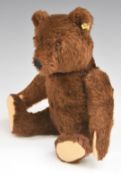 Steiff Teddy bear with squeaker, cinnamon mohair, straw filling, disc joints, stitched features