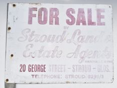 Stroud Estate Agents metal advertising sign, 51 x 38cm, on pole top