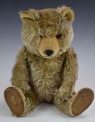 Chiltern Ting-a-Ling Teddy bear with chimes, blonde mohair, shaved snout, straw filling, disc