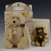 Two Steiff 1930 Teddy Baby replica Teddy bears, both with original tags in original boxes, largest