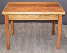 Pine kitchen table with single drawer to end,  L100 x D70 x H71cm