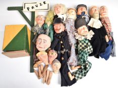 Early 20thC Punch and Judy set comprising eight painted and carved wooden and five painted papier