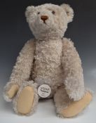 Steiff 1921 Replica Teddy bear with growler, white mohair, disc joints, cloth pads, stitched