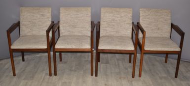 Vanson set of four teak mid century modern upholstered dining chairs