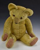 Chad Valley Teddy Bear with squeaker, blonde mohair, shaved snout, soft filling, disc joints, felt
