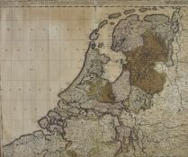 Gerard Valck 17th/18thC map of the Low Countries including Belgium and Holland, 50 x 60cm, in wooden