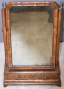 Queen Anne swing mirror with drawer below, W38 x H56cm