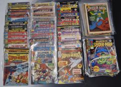 Seventy five issues of Super Spider-Man comics by Marvel together with 45 Marvel UK weekly
