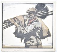 Arthur Rigden Read (1879-1955) woodcut portrait 'The Sweep', inscribed to lower margin as originally