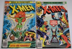 Two X-Men comics by Marvel comprising issue #100 old team vs new and #101 first appearance of