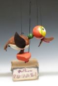 Pelham Puppets Duck puppet with painted wooden body, metal joints and felt wings, tail and ears,