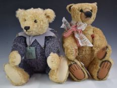 Two Teddy bears Hampton Bears Charles with blonde and lilac mohair, disc joints, felt pads, straw