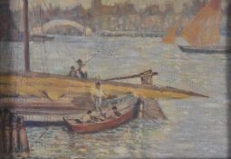 Attributed to Andrew Colley (1859-1910) oil on board impressionist landscape 'Venice', with label