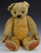 Chad Valley Teddy Bear with squeaker, blonde mohair, soft filling, disc joints, felt pads,