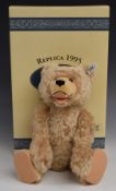Steiff 1929 replica Teddy Baby 1995 Teddy bear with squeaker, brown mohair, disc joints, cloth pads,