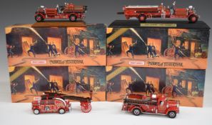 Four Matchbox Models of Yesteryear Fire Engine Series diecast vehicles comprising 1927 Ahrens-Fox,