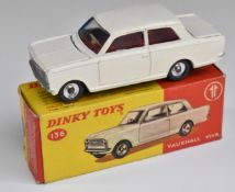 Dinky Toys diecast model Vauxhall Viva with white body and red interior, 136, in original box.