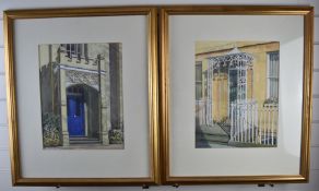 Jeremy Duncan (contemporary) two watercolour architectural studies of Cheltenham doorways, both