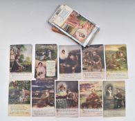 Collection of military WW1 Bamforth postcards, mostly in sets, Waterloo panorama, unusual Scotch