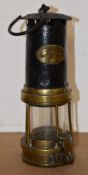 Lancaster Steam Colliery brass miner's lamp, height 25cm