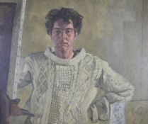 Peter John Garrard (1929-2004) oil on canvas 'The Sweater' portrait of a gentleman in the studio