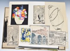 Frank Harold Read FRPS (1881-1960) and other artists collection of watercolours, woodcuts