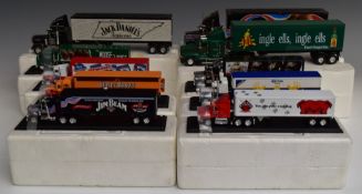 Ten Matchbox diecast model lorries with brewery and distillery advertising including Corona Kenworth
