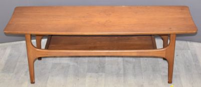G Plan or similar retro coffee table with shelf below, W118 x D41 x H40cm