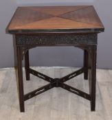 19thC mahogany fold out games table, W61 x H64cm