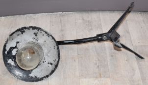 Couthrie industrial light to fit on a corner wall, longest dimension 56cm