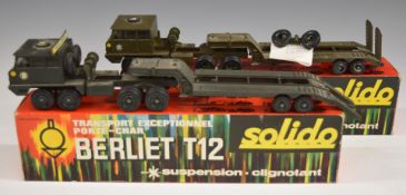 Two Solido diecast model Berliet T12 military vehicle sets, both in original boxes.