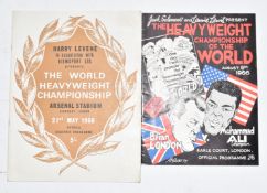 Two boxing programmes comprising Muhammad Ali v Henry Cooper 1966 and Ali v Brian London 1966