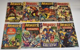 Eight Silver Age Avengers comics by Marvel.