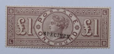 GB 1884 £1 brown-lilac wmk three Imperial Crowns with hinge remain. SG cat £2800