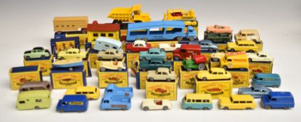 Forty Matchbox Moko Lesney 1-75 series diecast model vehicles including 2, 12, 19 x3, 22, 23, 29, 30