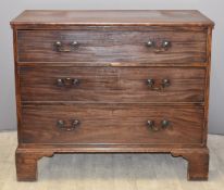 Georgian mahogany chest of three graduated drawers raised on bracket feet, W107 x D55 x H92cm