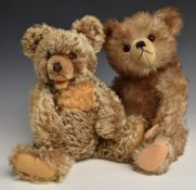 Two Steiff style Teddy bears one Zotie with growler, brown mohair, shaved snout, disc joints, open