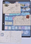 Italy and States stamps on stock card and three covers in mixed condition