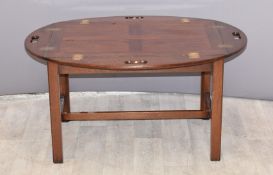 Folding edge butler's tray on stand, L74 x D48 x H58cm