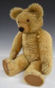 Chad Valley Teddy Bear with squeaker, blonde mohair, shaved snout, soft filling, disc joints, felt