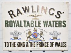 Rowlings Royal Table Water large advertising sign on card, 56 x 76cm