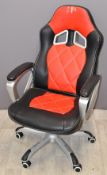 Gamer's chair with red and black upholstery