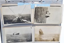 Postcard album containing approximately 170 cards relating to the Royal Navy, shipping etc.,