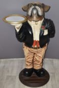 Novelty dog waiter 'Boxer Butler', figure of a dog holding a tray, height 97cm