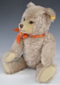 Steiff Teddy bear with growler, grey mohair, shaved snout, disc joints, cloth pads and stitched