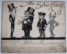Silver King play pen and ink advertising drawing, with notes relating to resizing for use as a