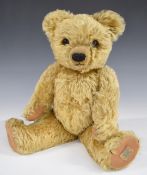 Chad Valley Teddy bear with blonde mohair, shaved snout, soft filling, disc joints, felt pads,
