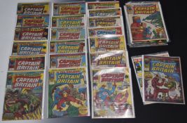Thirty seven Captain Britain comics by Marvel UK to include issue #2 and #24, both with free gifts.